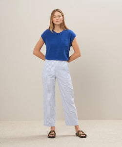 Hartford Pantalon Paradis en Seersucker Bleu