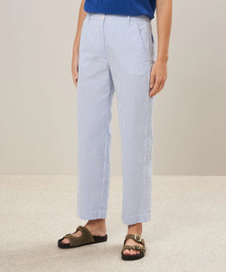 Hartford Pantalon Paradis en Seersucker Bleu