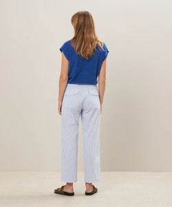 Hartford Pantalon Paradis en Seersucker Bleu