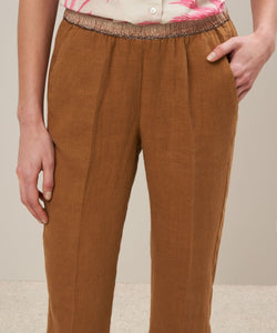 Hartford Pantalon Pirouette en Lin Cappuccino