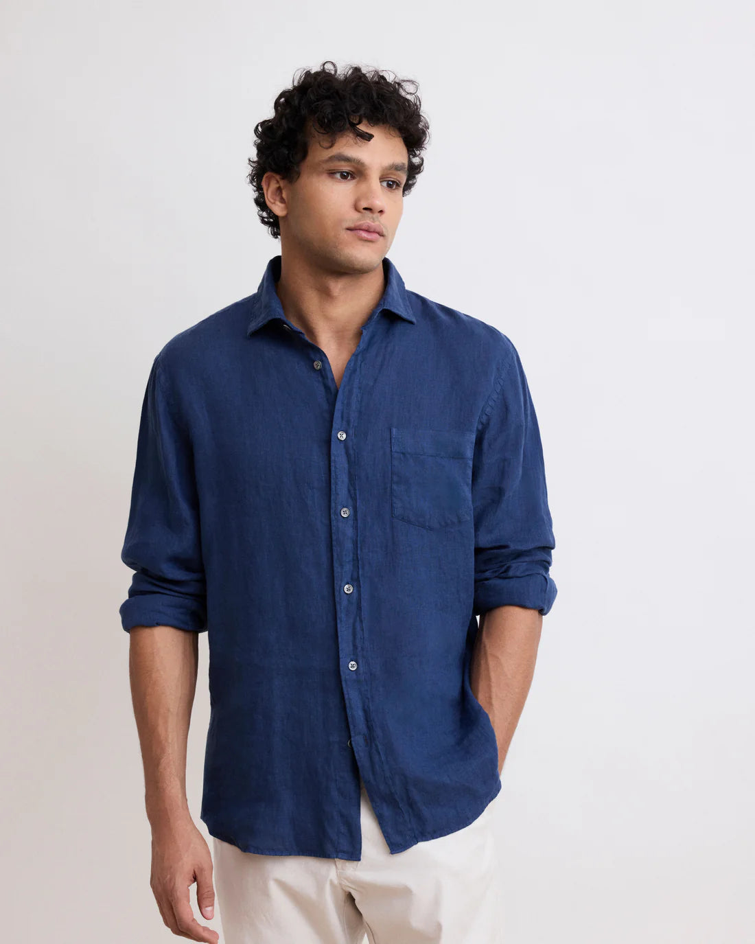 Hartord Chemise Paul en Lin Deep Blue