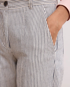 Hartford Pantalon Pastora en Twill White Blue