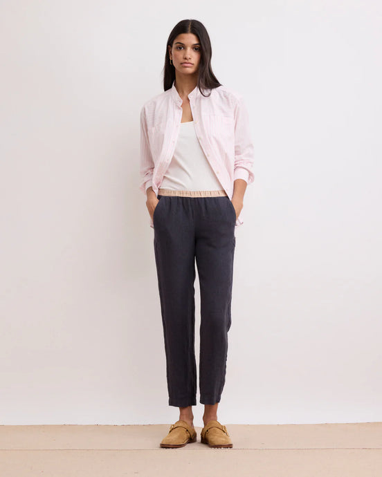 Hartford Pantalon Pirouette en Lin Anthracite