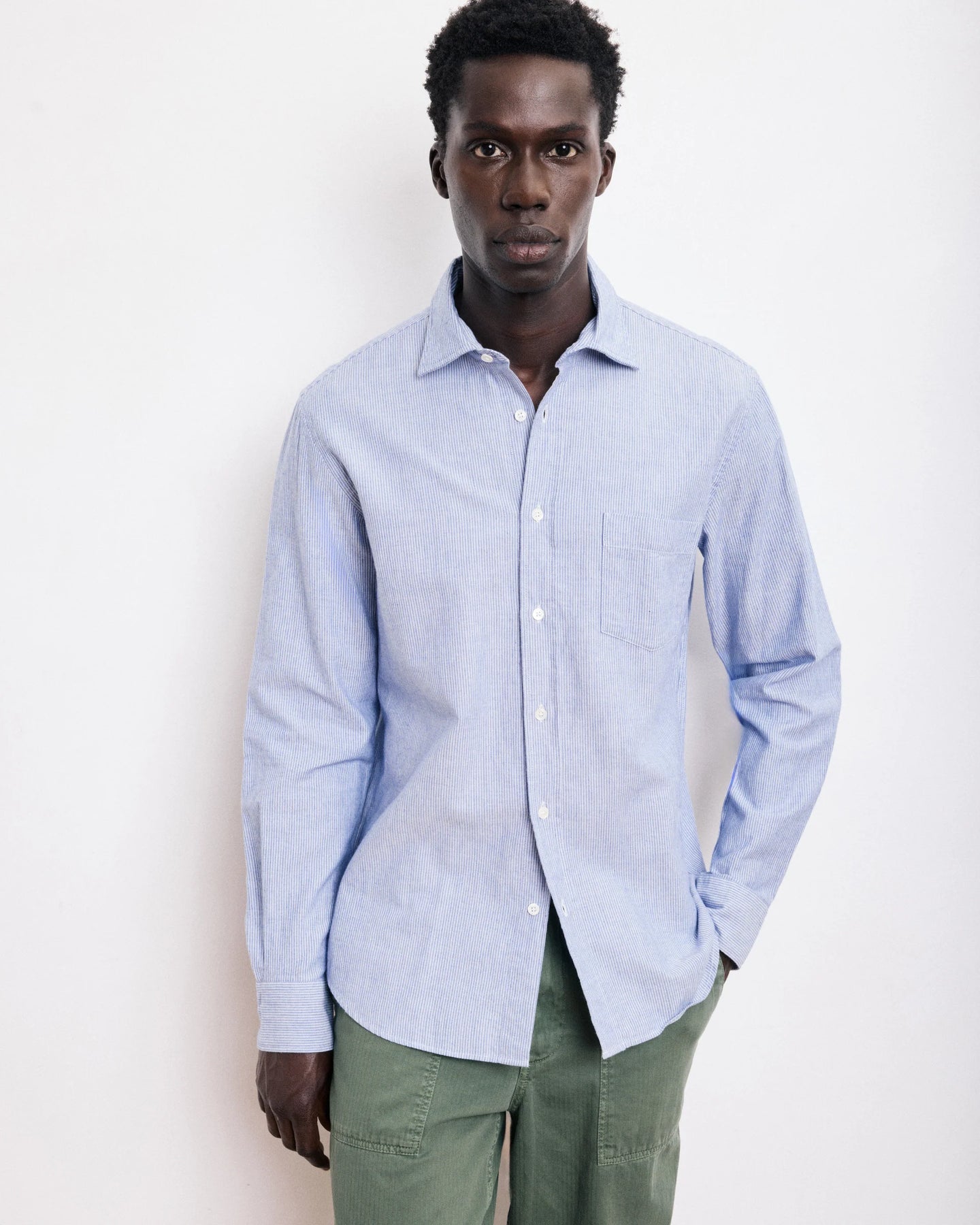 Hartord Chemise Paul en Coton Brossé Bleu Indigo