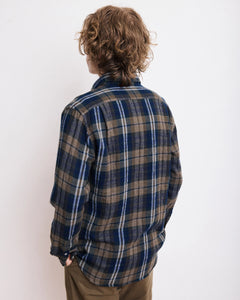 Hartord Chemise Paul en Flanelle Double Face Militaire Bleu
