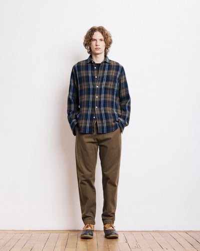 Hartord Chemise Paul en Flanelle Double Face Militaire Bleu