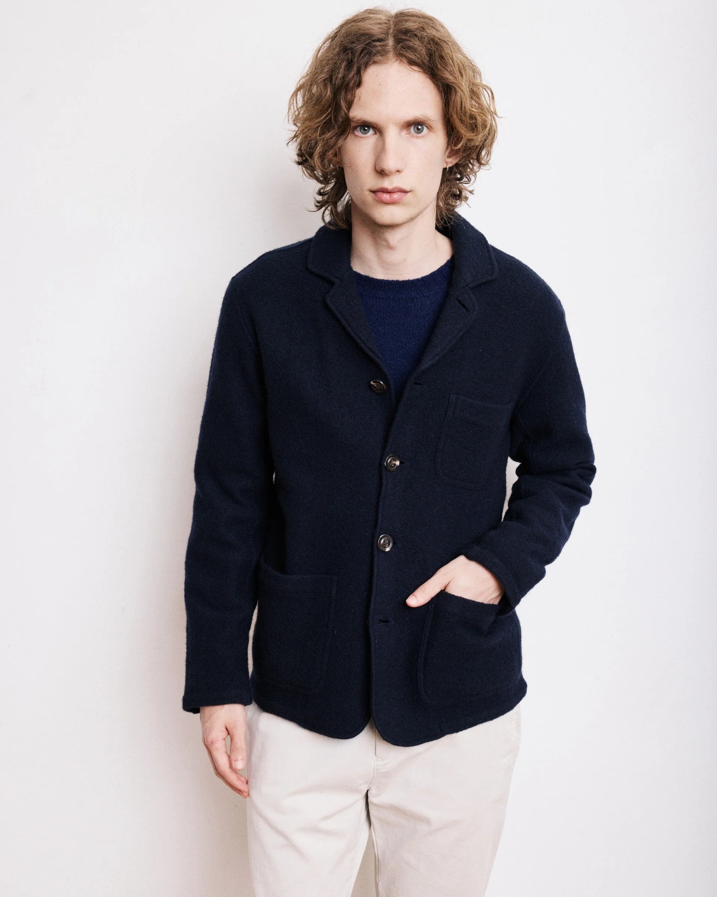 Hartford Veste en Laine Bouillie Bleu Marine