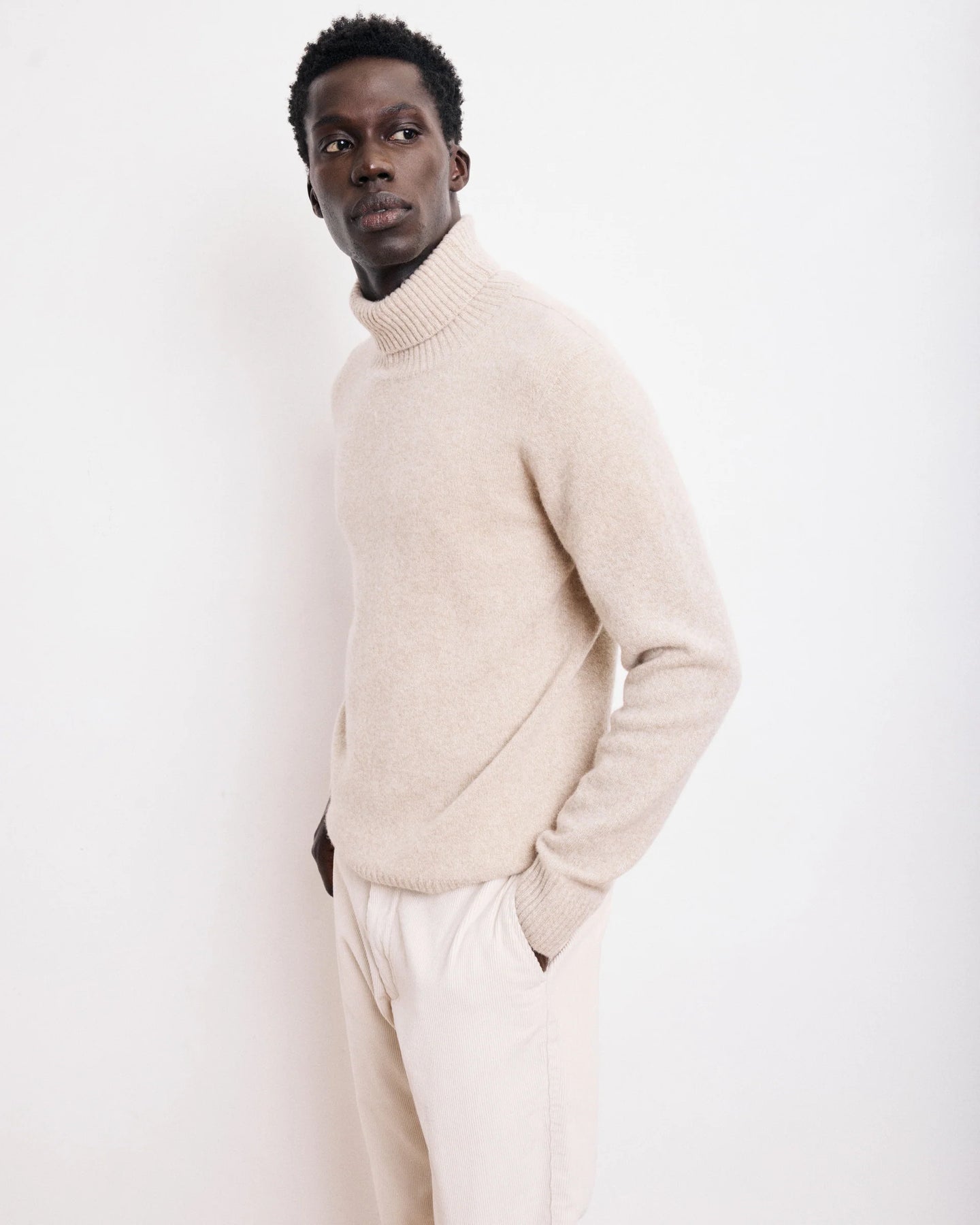 Hartford Pull Col Roulé en Laine Beige