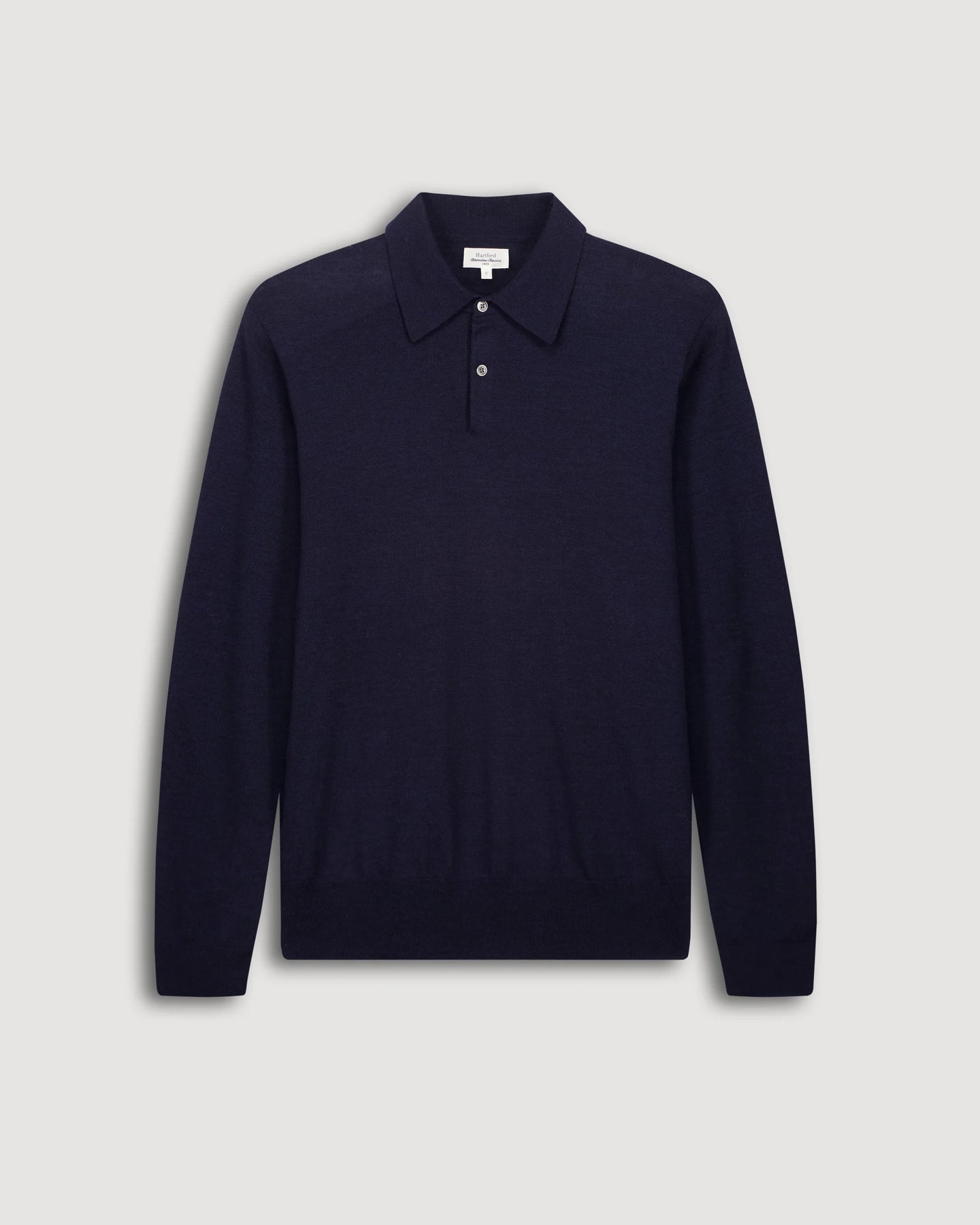 Hartford Pull Col Polo en Laine Mérinos Bleu Marine
