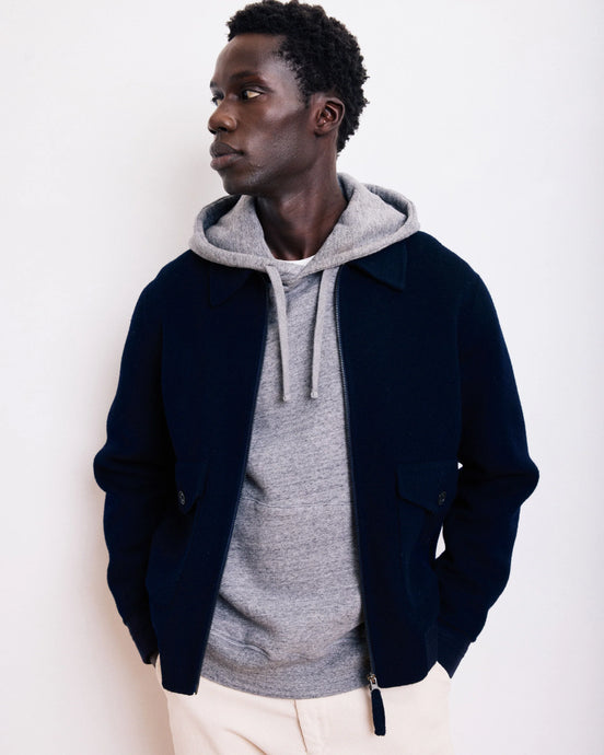 Hartford Blouson Doug en Laine Double Face Bleu Marine