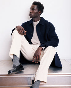 Hartford Manteau Craig en Laine Double Face Bleu Marine