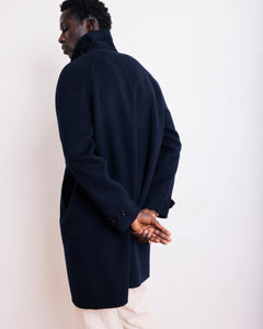 Hartford Manteau Craig en Laine Double Face Bleu Marine