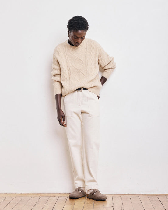 Hartford Pantalon Paisible en Coton Brossé Ecru