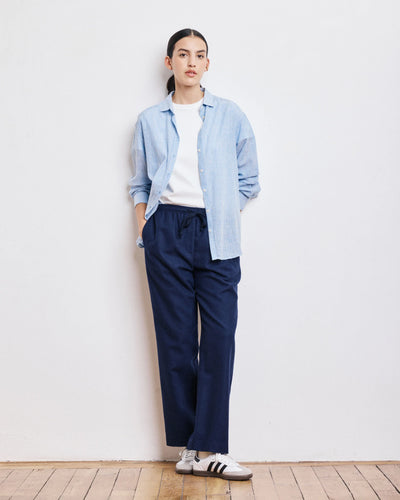 Hartford Pantalon Peyo en Flanelle de Laine Bleu Marine