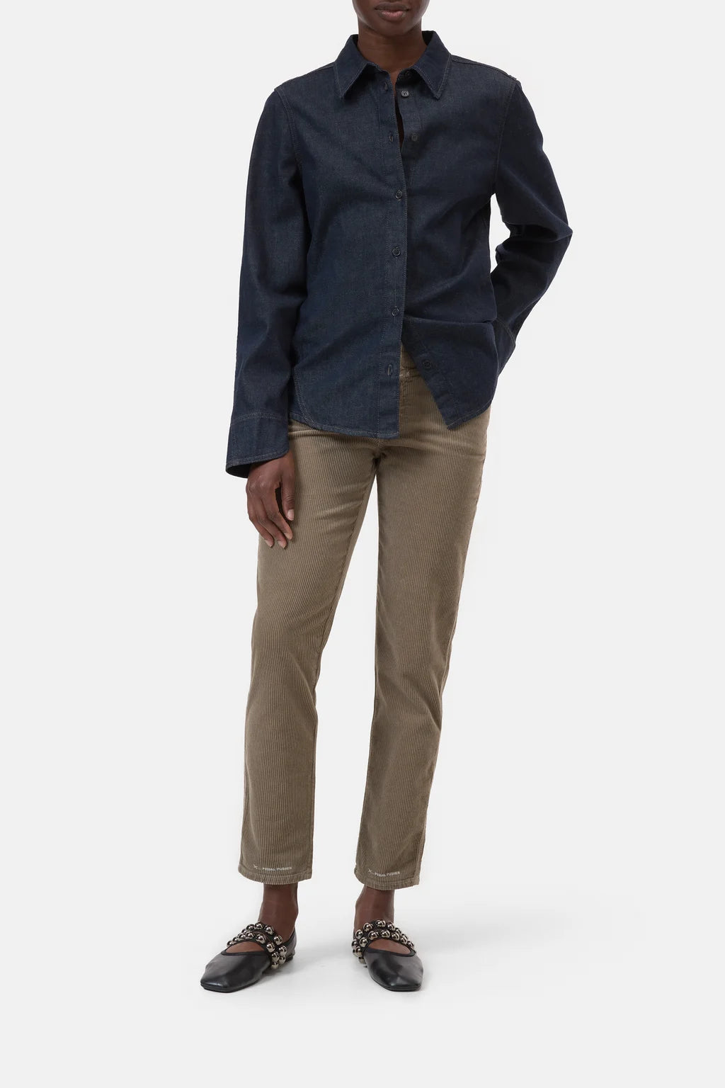 Closed Jean Pedal Pusher en Velours Clay Beige