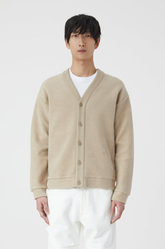 Closed Cardigan à Logo Biscuit
