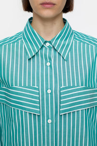 Closed Chemise Rayée en Coton Meadow Green