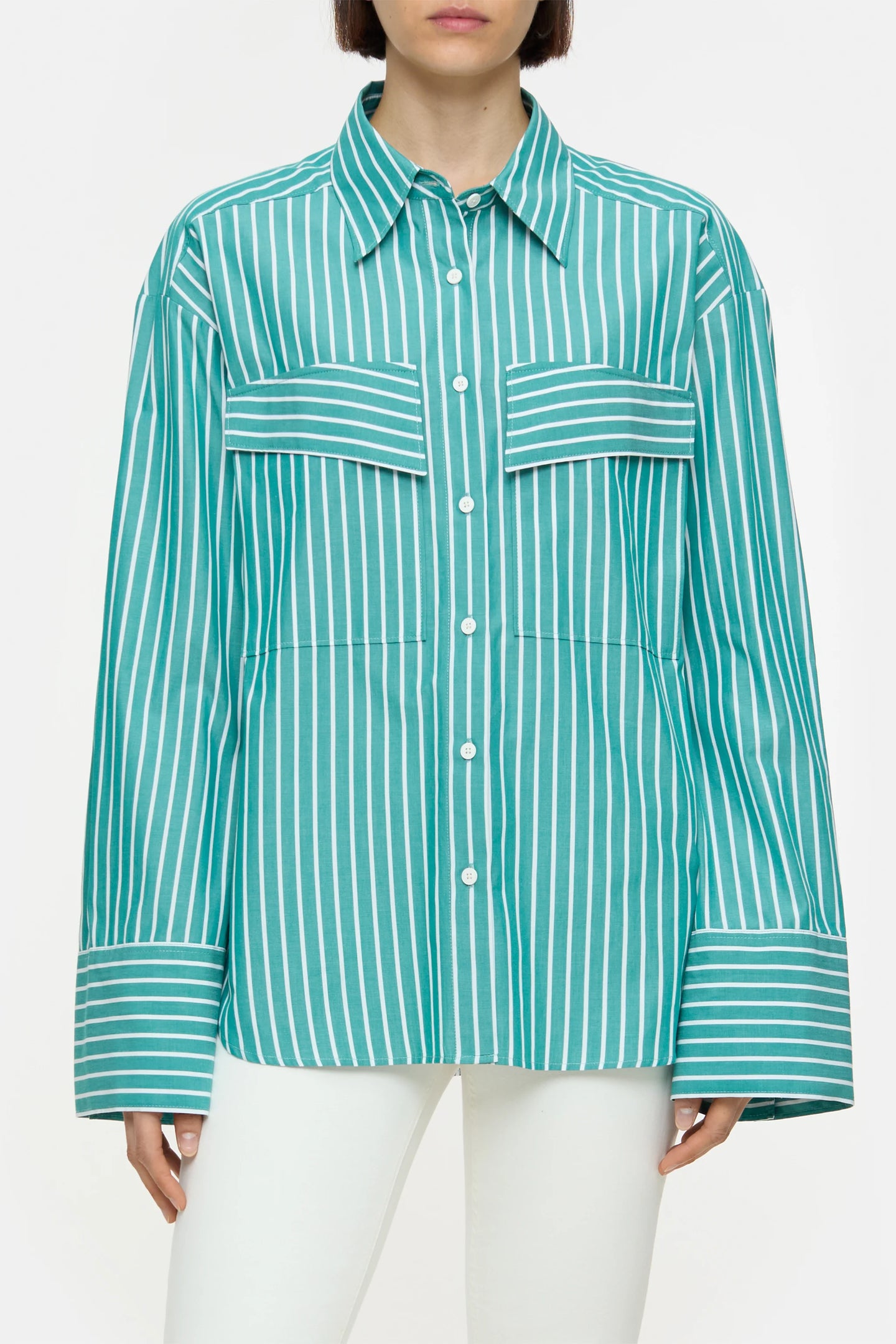 Closed Chemise Rayée en Coton Meadow Green