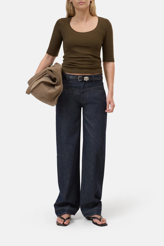 Closed T-shirt en Coton Modal Marsh Green