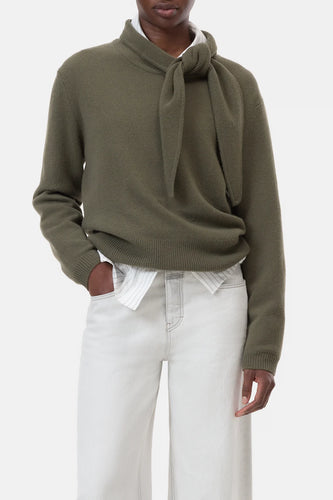 Closed Pull en Laine Forest Green