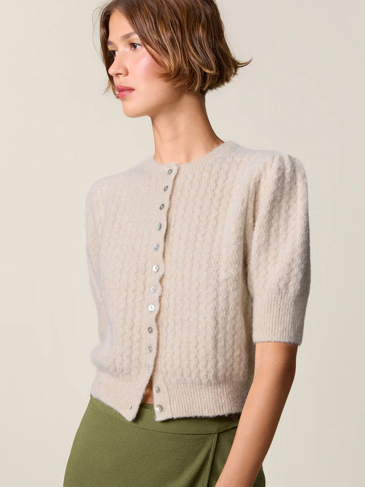 Rouje Cardigan Cassia en Laine Ecru