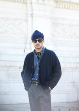 Charger l'image dans la galerie, Drapeau Noir Cardigan Comfort Lambswool Navy
