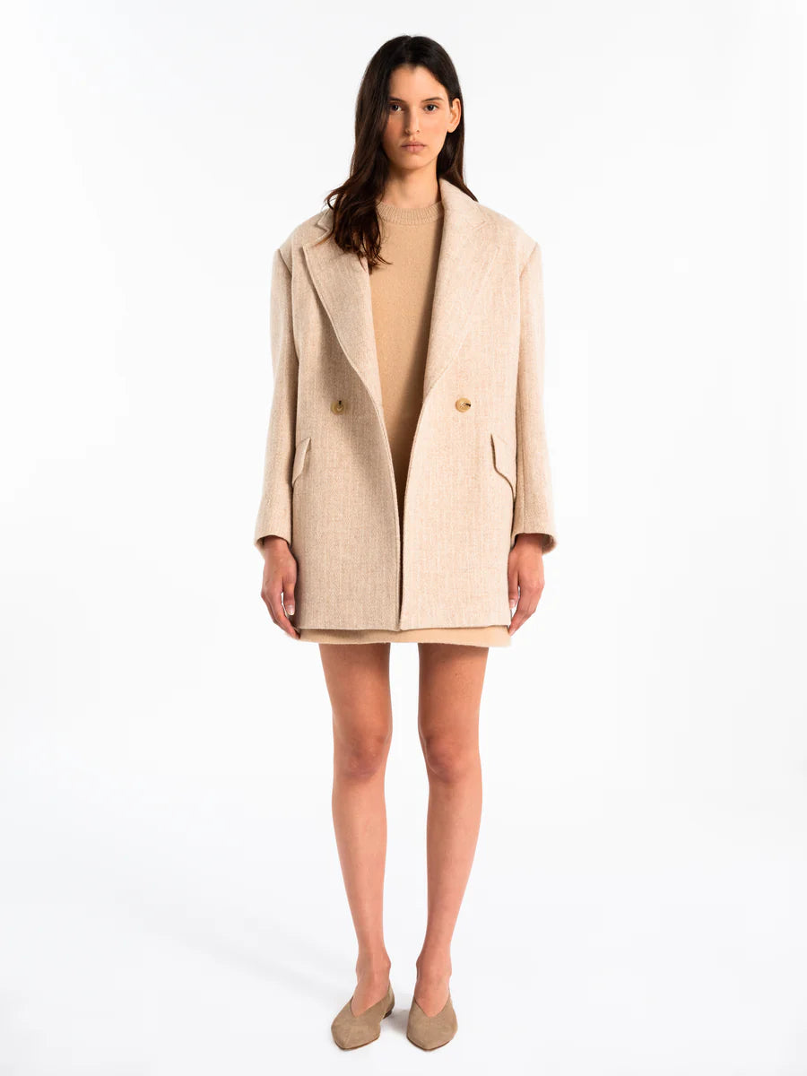 Margaux Lonnberg Robe Grape en Laine Beige