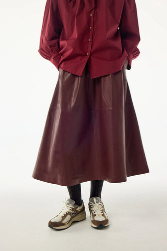Bellepiece Jupe Claude en Cuir Burgundy