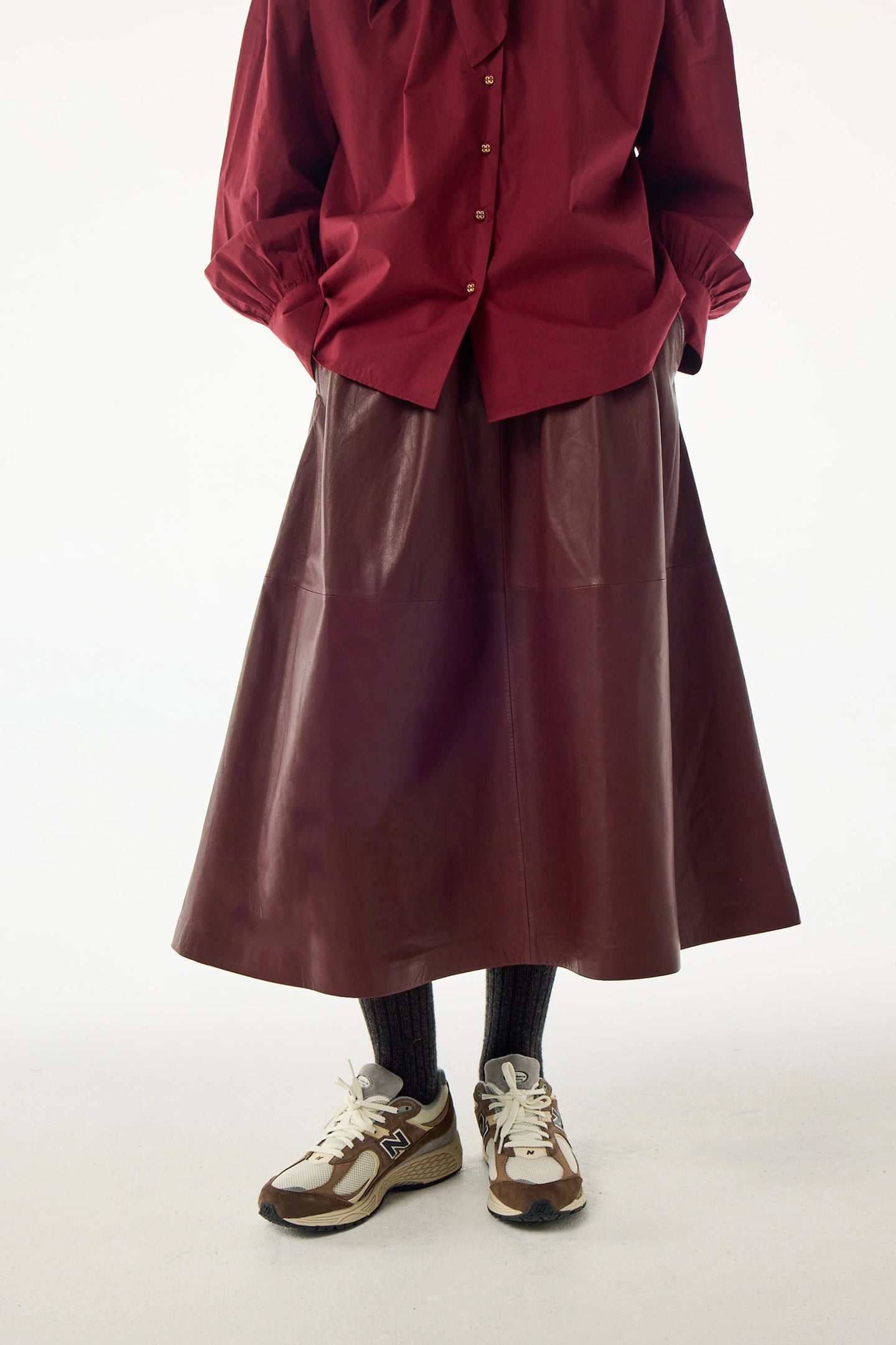 Bellepiece Jupe Claude en Cuir Burgundy