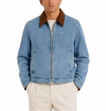 Charger l'image dans la galerie, AMI Blouson en Denim Col Velours Bleu Used