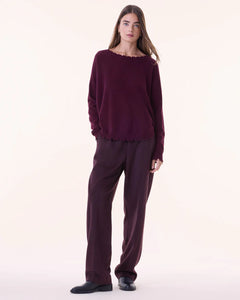 Kujten Pull Mela Cachemire Col Rond Bordeaux
