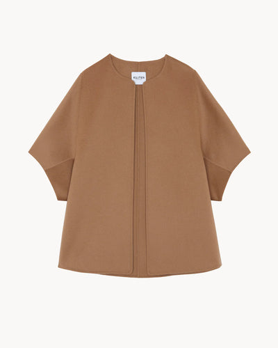 Kujten Cape Asi Courte Kimono en Cachemire Camelo