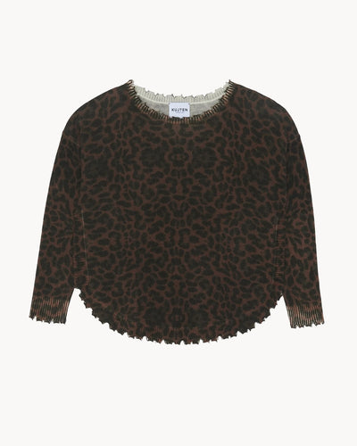 Kujten Pull Mela en Cachemire Léopard Marron