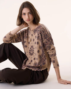 Kujten Pull Mela Western en Cachemire Light Camel
