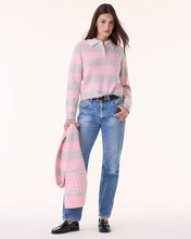 Charger l&#39;image dans la galerie, Kujten Pull Polo Royce Stripe Rose Vintage