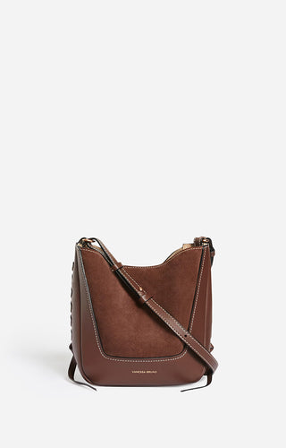 Vanessa bruno Sac Seau Lou en Nubuck et Cuir Marron Glace