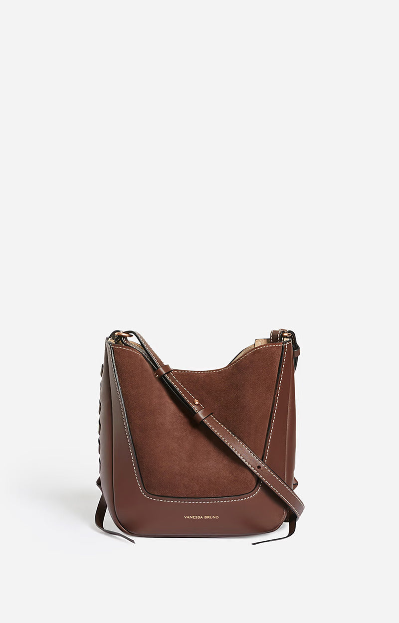 Vanessa bruno Sac Seau Lou en Nubuck et Cuir Marron Glace