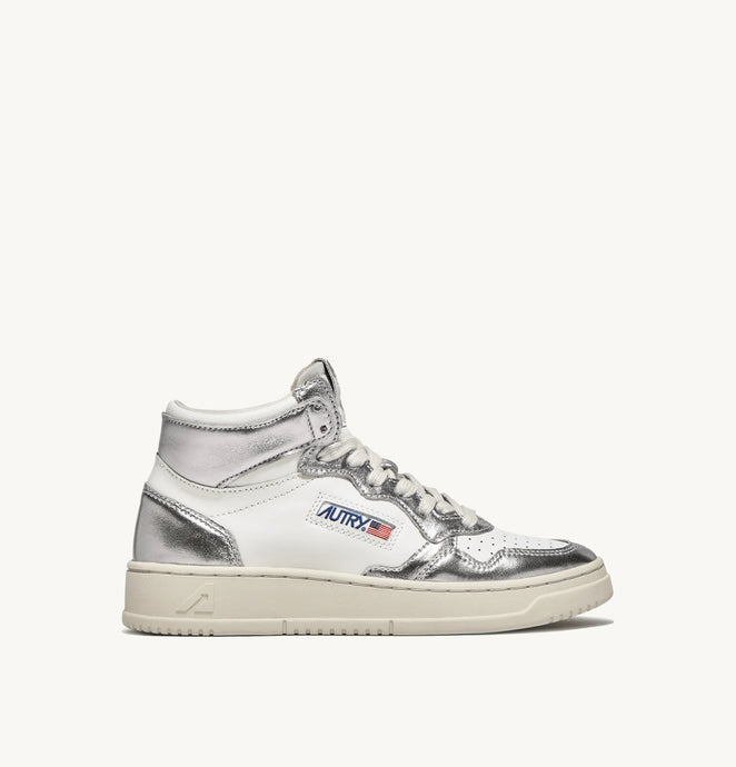 Autry Sneakers Medalist 01 Mid Leather Silver WB18