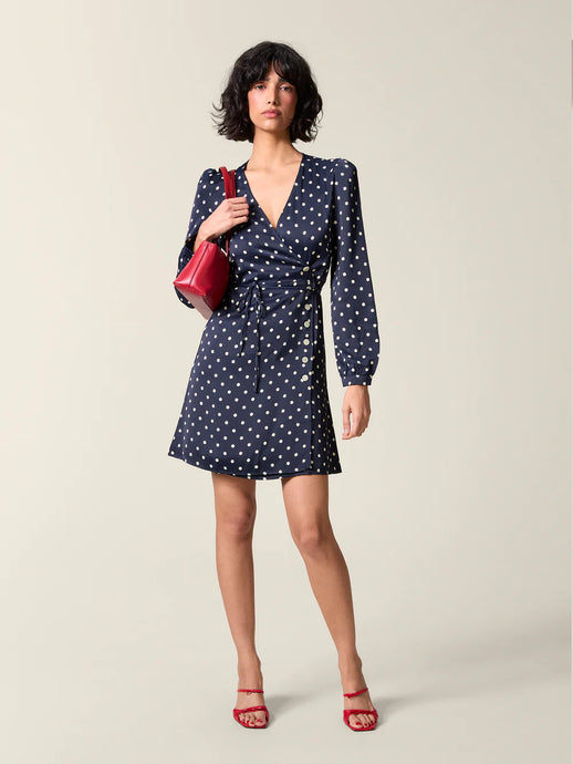 Rouje Robe Gabinette à Pois Marine