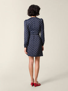 Rouje Robe Gabinette à Pois Marine