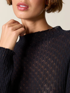 Rouje Pull Galina en Pointelle Noir