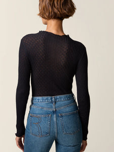 Rouje Pull Galina en Pointelle Noir