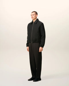 AMI Blouson Noir Zippé en Laine Anthracite