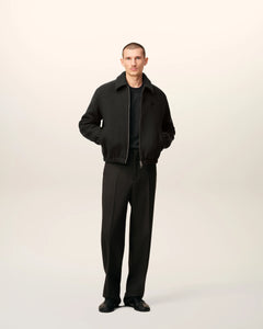 AMI Blouson Noir Zippé en Laine Anthracite