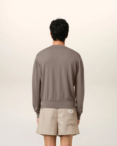 AMI Pull Ami de Coeur Ecru en Laine Cendre