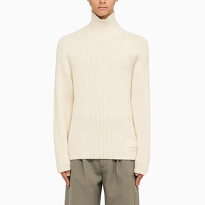 AMI Pull Col roulé en Laine Coton Ivoire