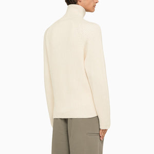 AMI Pull Col roulé en Laine Coton Ivoire