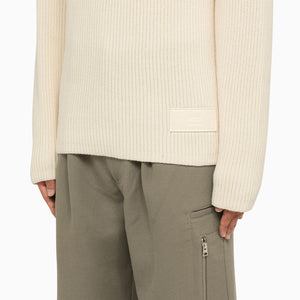 AMI Pull Col roulé en Laine Coton Ivoire