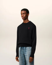 Charger l&#39;image dans la galerie, AMI Pull Col Rond Ami de Coeur en Laine Noir Rouge