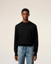 Charger l&#39;image dans la galerie, AMI Pull Col Rond Ami de Coeur en Laine Noir Rouge
